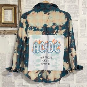 Custom Upcycled Bleached Flannel Shirt